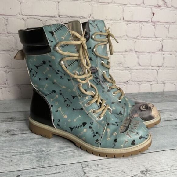 Blue Fishbone Lover Womens Boots‎ DOGO Vegan boots size 40 US 9 - Picture 13 of 13